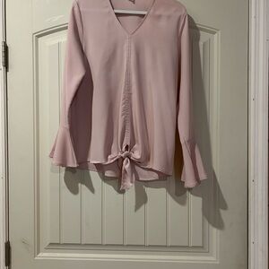 Pink V-Neck Tie-Front Blouse